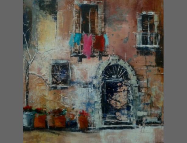 VenetianDoorway38x38cmMixedmedia